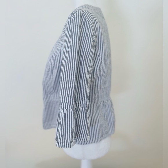 Sandro Seersucker Peplum 3/4 Sleeve Light Jacket Size Large - Picture 4 of 8